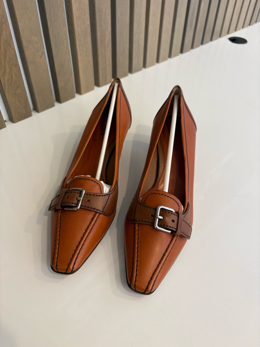 Prada Tan Leather Kitten Heels - Never Worn